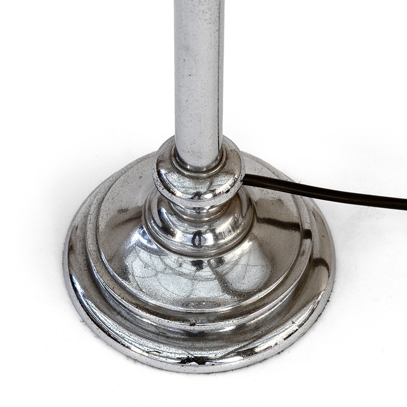 Art Deco Chromium Plated Table Lamp with Frosted Dome with Lotus Leaf Relief Design