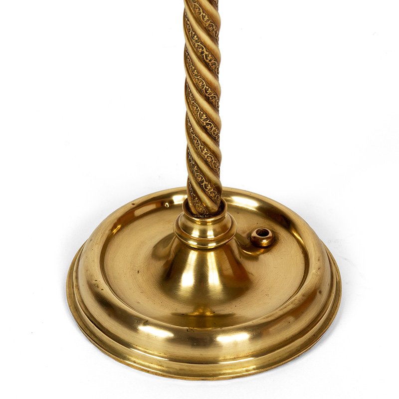 Cast Brass Edwardian Table Lamp with Inverted Glass Shade with Adams Style Motifs