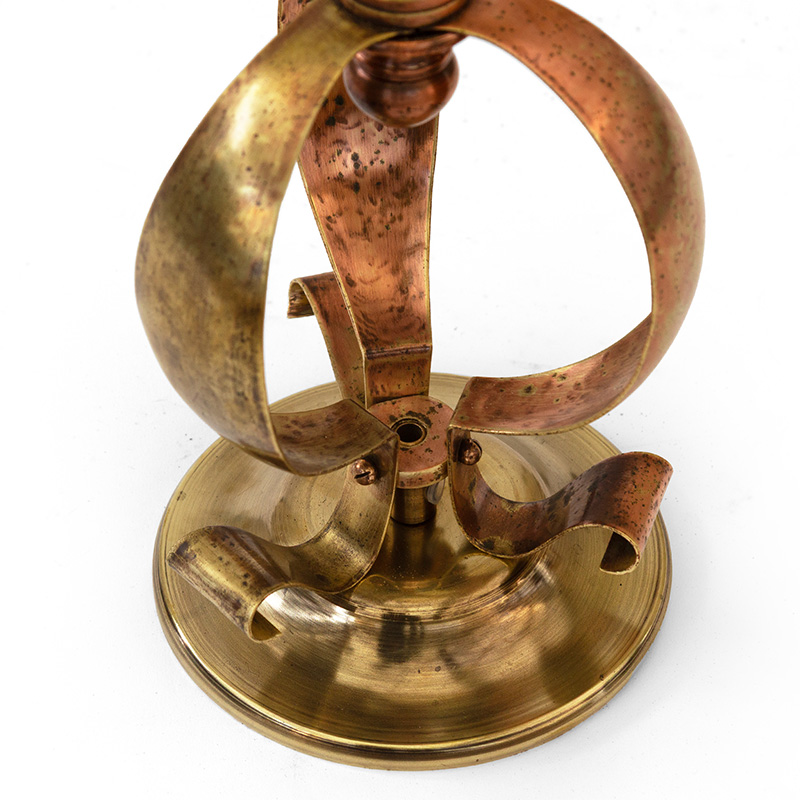 Art Nouveau Table Lamp with Original Green Fluted Vaseline Glass Shade