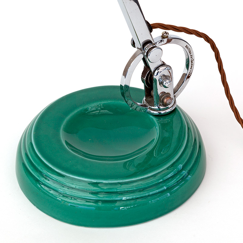 Art Deco Wedgewood Desk Lamp with Ceramic Base and Trough Shaped Shade