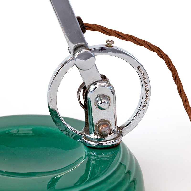 Art Deco Wedgewood Desk Lamp with Ceramic Base and Trough Shaped Shade