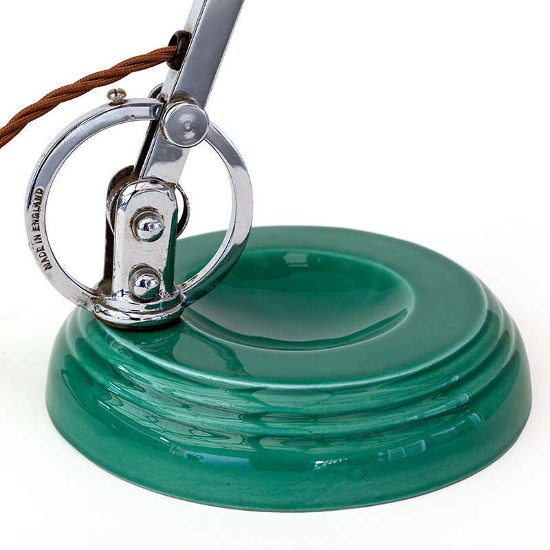 Art Deco Wedgewood Desk Lamp with Ceramic Base and Trough Shaped Shade