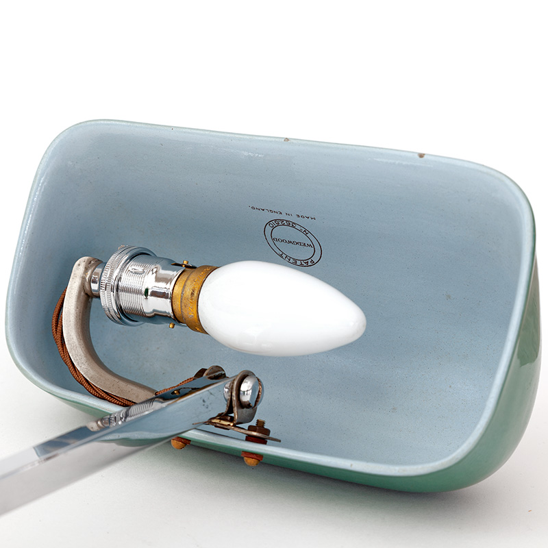 Art Deco Wedgewood Desk Lamp with Ceramic Base and Trough Shaped Shade