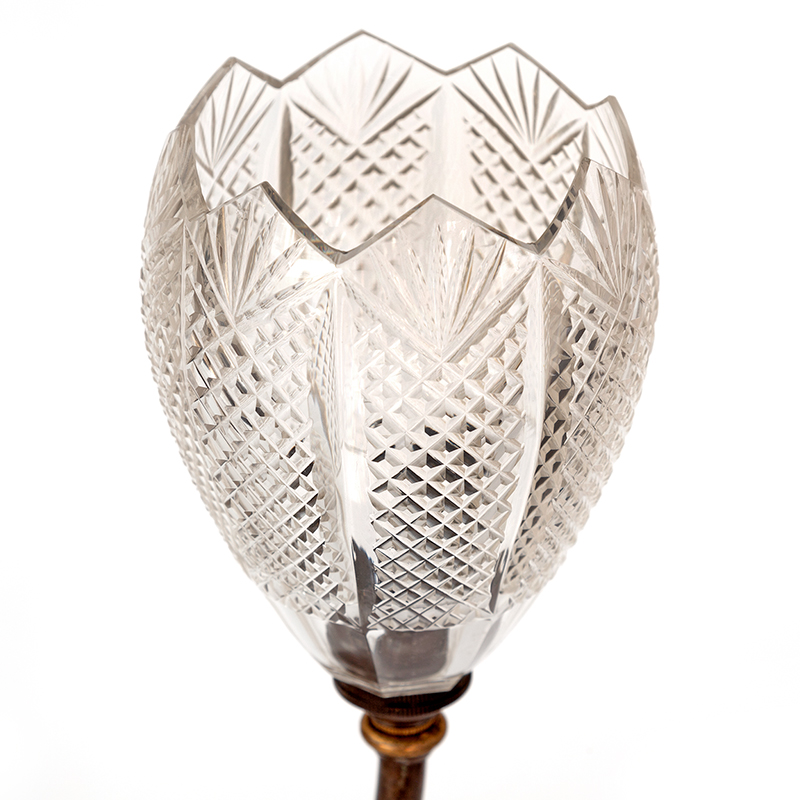 Pair of Decorative Victorian Table Lamps with Cut Crystal Shades