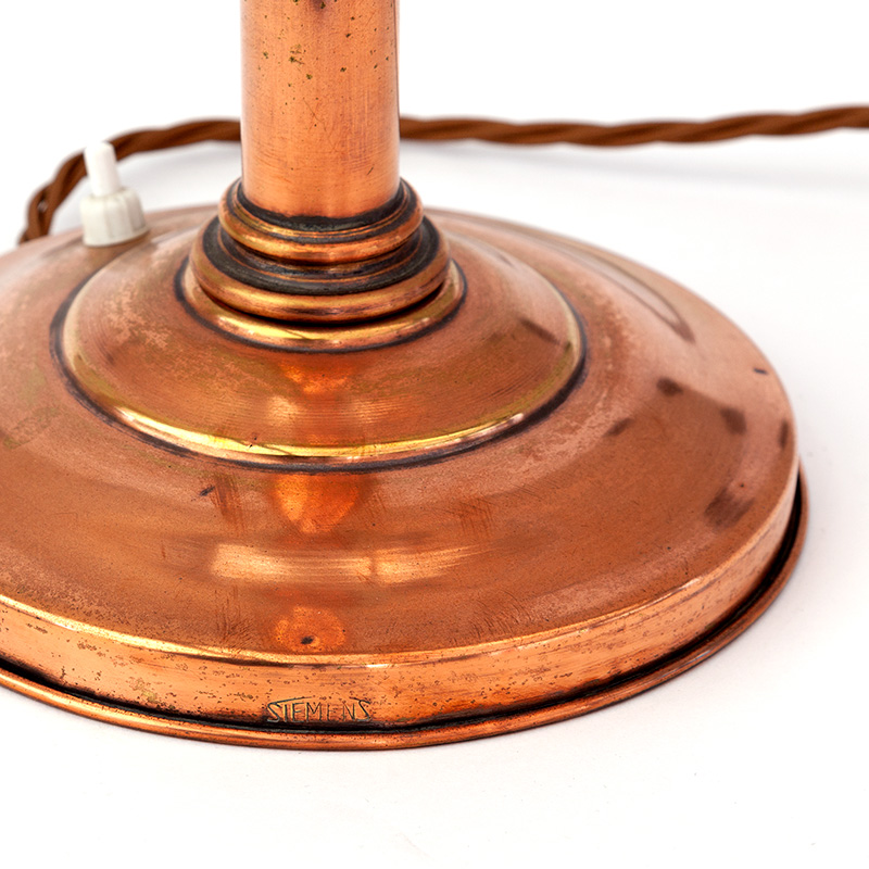 Art Deco Siemens Copper Plated Table Lamp with Stepped Glass Shade