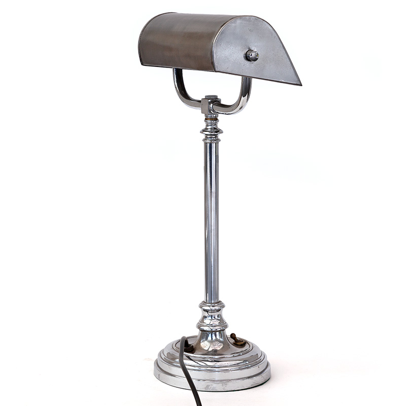 Art Deco Adjustable Desk Lamp with Trough Shaped Shade