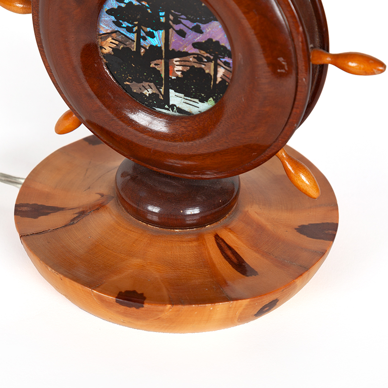 Parana Pine Table Lamp Fitted with a Ship’s Wheel