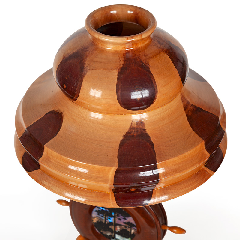 Parana Pine Table Lamp Fitted with a Ship’s Wheel