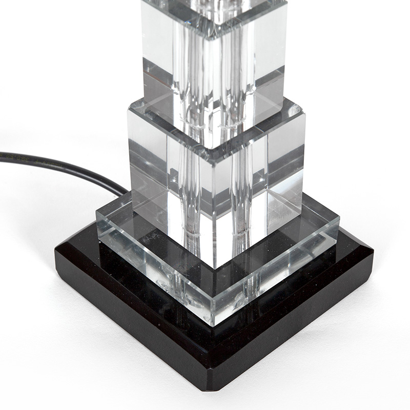 Art Deco Glass Table Lamp with Square Opal Glass Shade