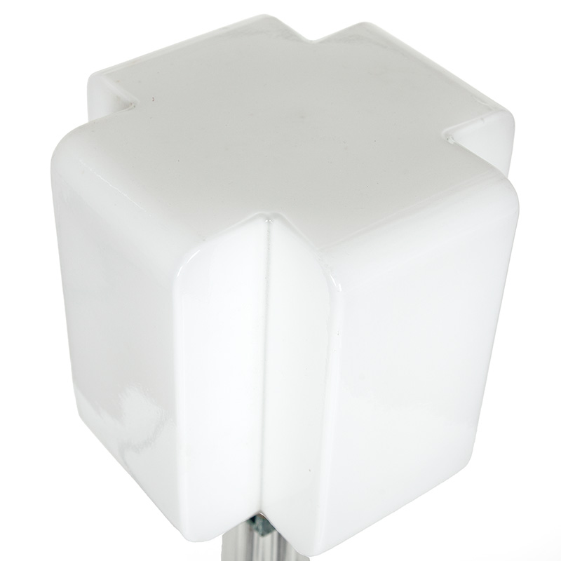 Art Deco Glass Table Lamp with Square Opal Glass Shade