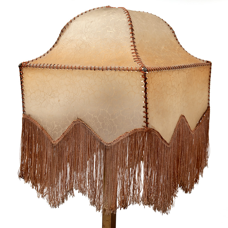 Art Deco Floor Lamp Decorated with Cast Brass Griffins with a Square Parchment Shade