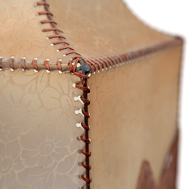 Art Deco Floor Lamp Decorated with Cast Brass Griffins with a Square Parchment Shade