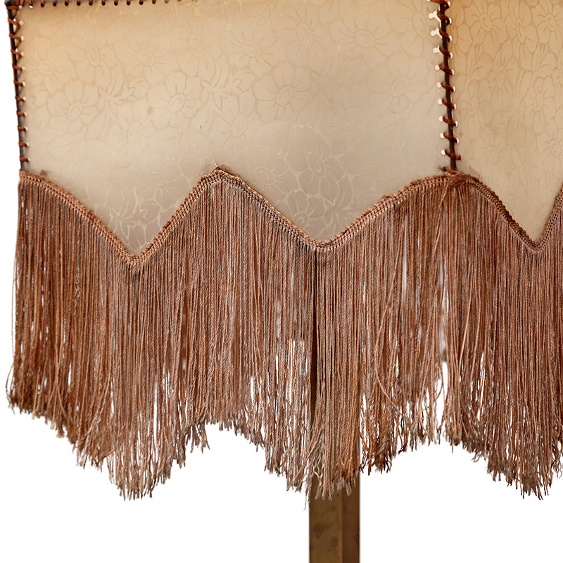 Art Deco Floor Lamp Decorated with Cast Brass Griffins with a Square Parchment Shade