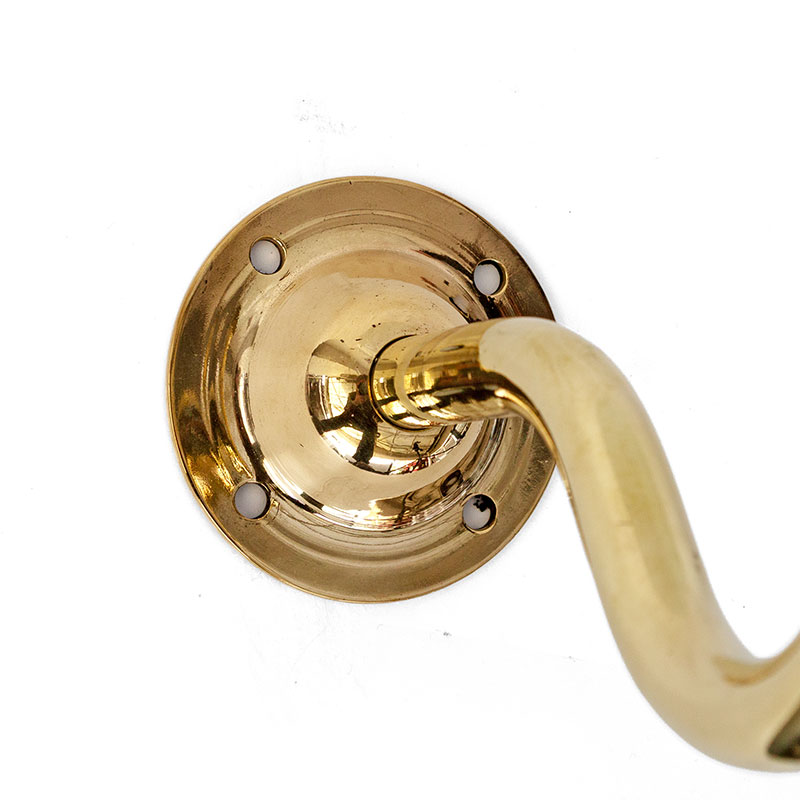 Pair of Art Deco Brass Swan Necked Wall Lights with Opal Glass Shades