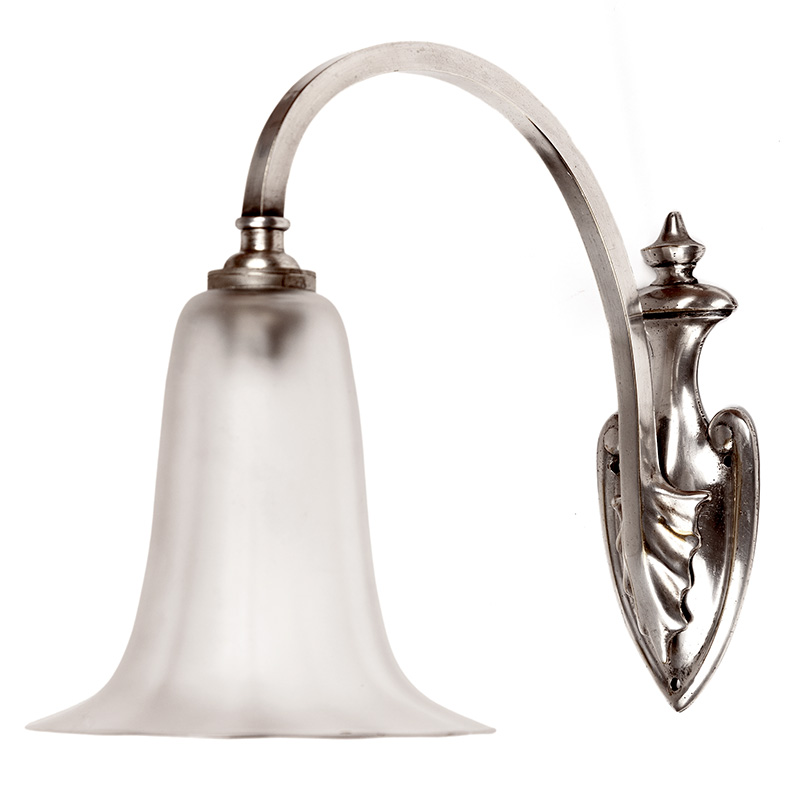 Pair Art Nouveau Silver Plated Wall Lights with Frosted Glass Tulip Shades