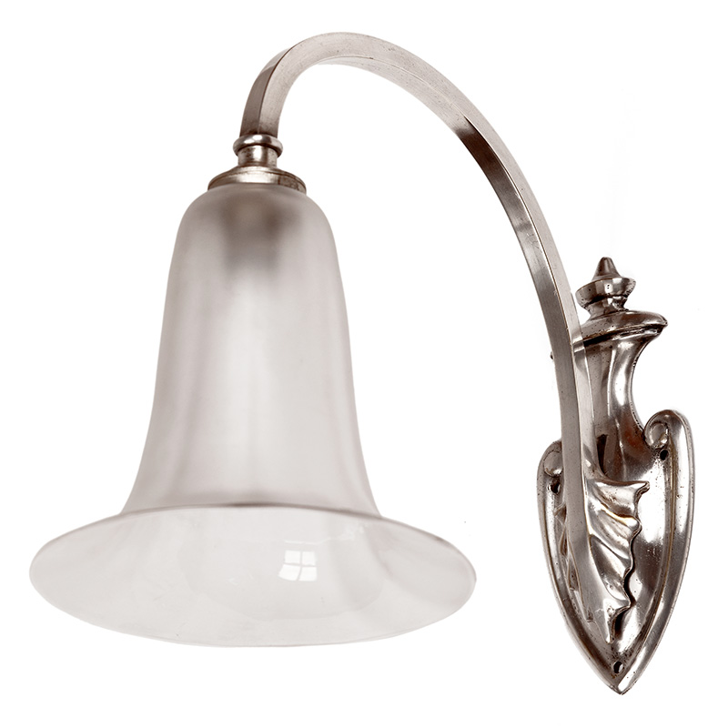 Pair Art Nouveau Silver Plated Wall Lights with Frosted Glass Tulip Shades