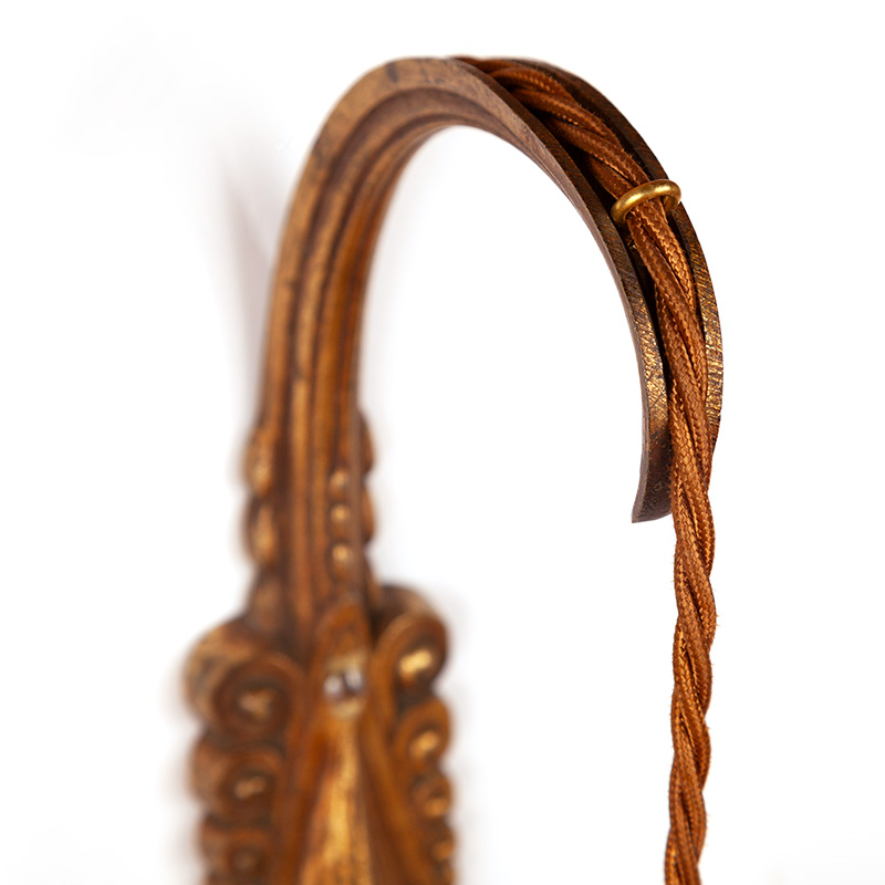 Pair Art Nouveau Guilded Wall Lights on Scrolling Branches with Bell Shaped Frosted Shades