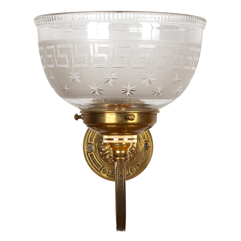 Pair of Edwardian Wall Lights Decorated with the Greek Key Pattern