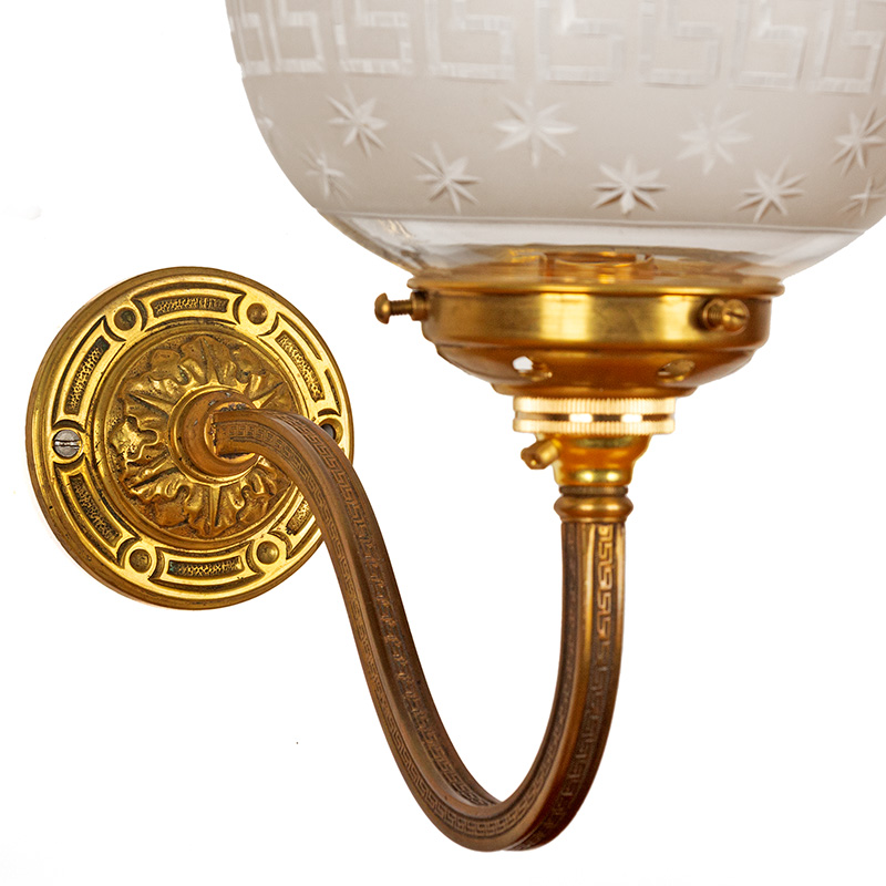 Pair of Edwardian Wall Lights Decorated with the Greek Key Pattern