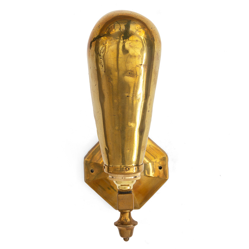 Pair of Art Deco Wall Lights in Brass with Semi Scoop Brass Shades