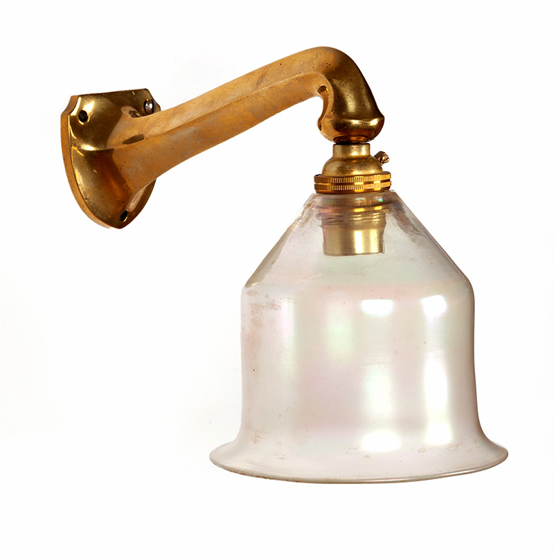 Pair of Brass Art Nouveau Shield Shaped Wall Lights