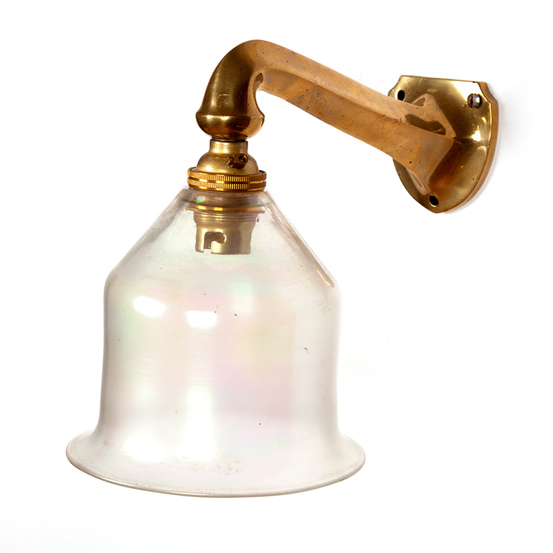 Pair of Brass Art Nouveau Shield Shaped Wall Lights