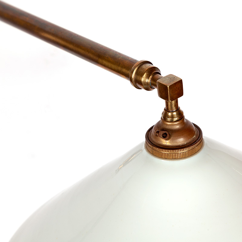 Pair of Art Deco Swivelling Brass Wall Lights with Opal Glass Shades